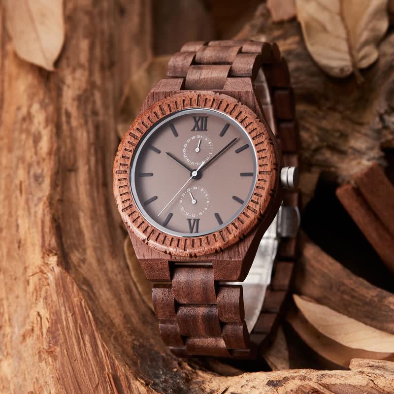 Men's Eco Friendly Wood Two Sub-Dial Wooden Watch