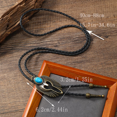 Western Eagle Bird Turquoise Stone Bolo Tie