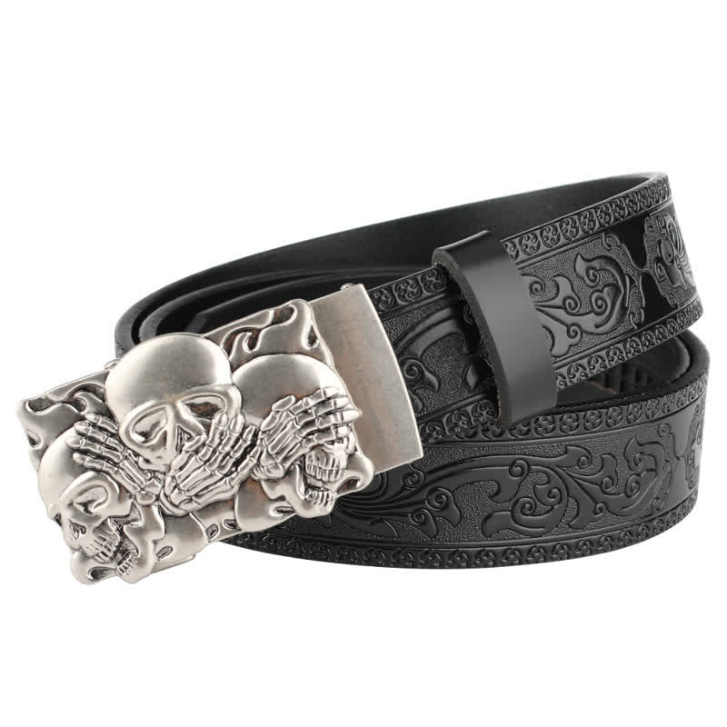 Men's Horrible Laugh Skull Automatic Buckle Leather Belt