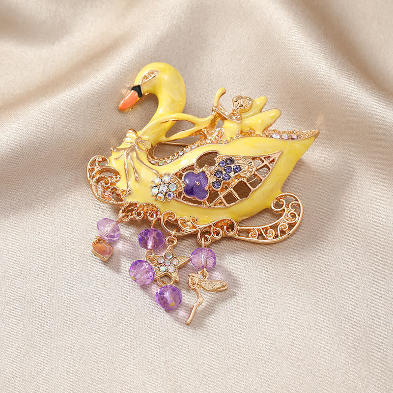 Women's Fairy Swan Tassels Hollow Brooch