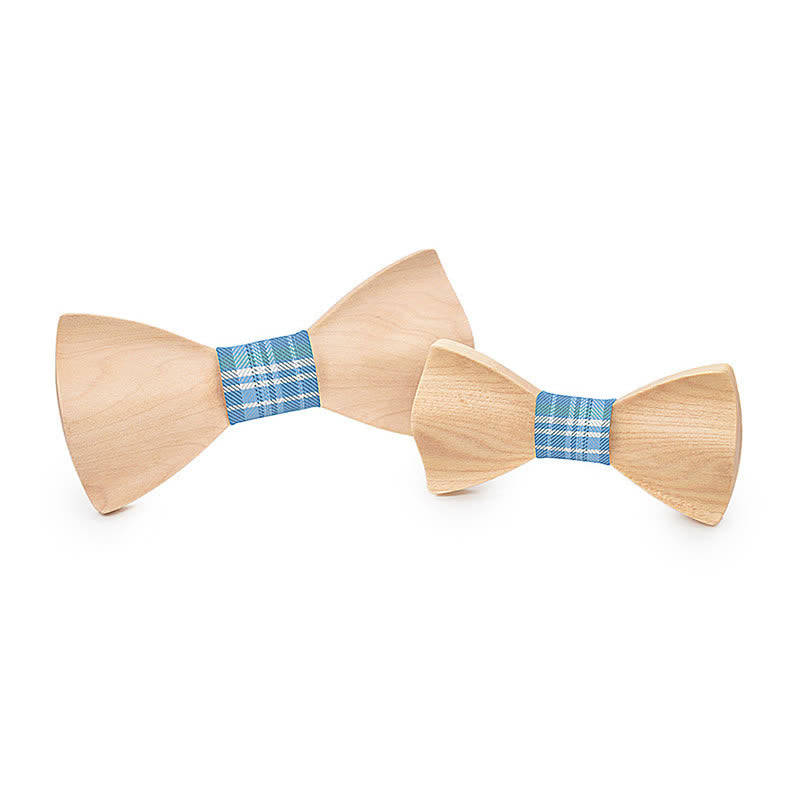 2Pcs Men's Parent-child Maple Wooden Bow Tie Set