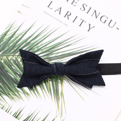 Men's Casual Striped Pointed Shape Wedding Bow Tie