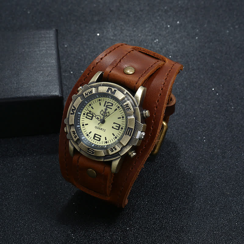 Men's Punk Retro Fashion Cuff Leather Watch