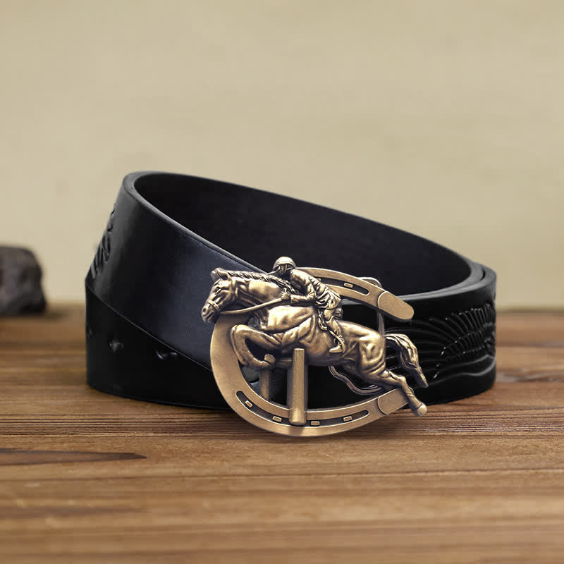 Men's DIY Horsemanship Horse Show Buckle Leather Belt