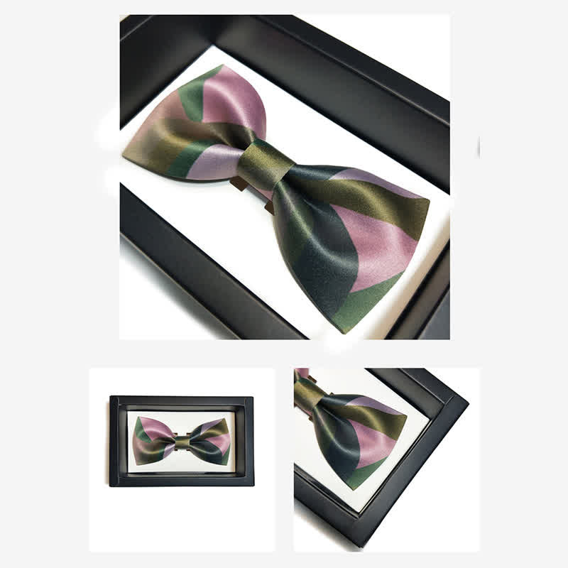 Men's Forest Green & Pink Double Layered Bow Tie