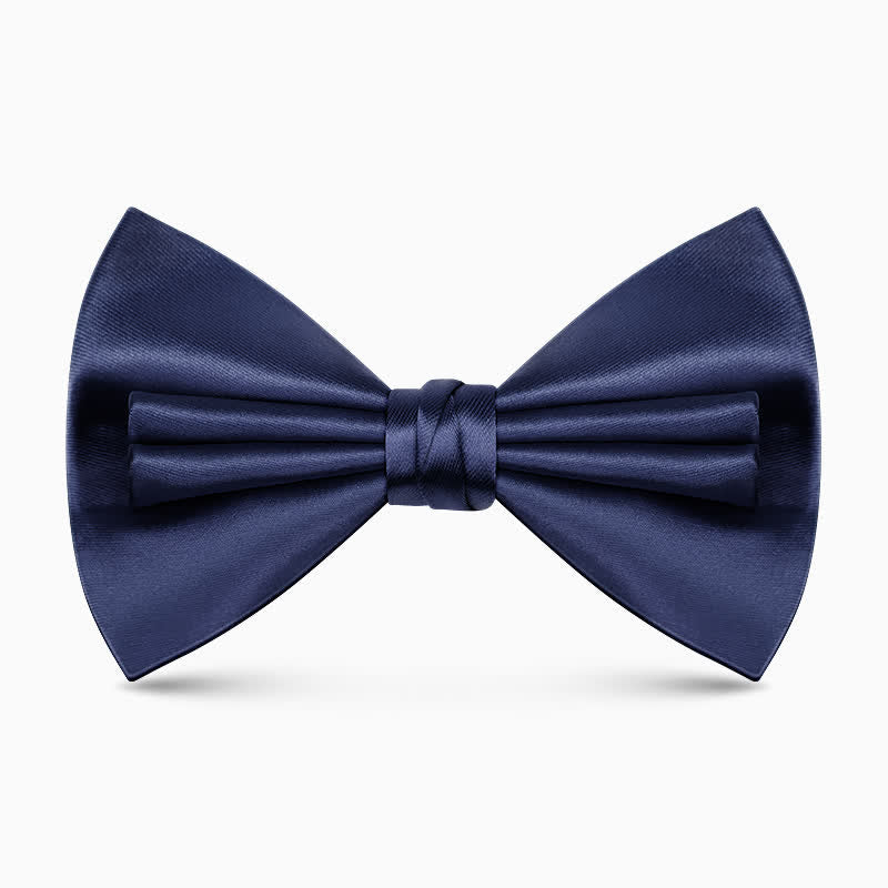 Men's Unique Double Layers Wrinkle Solid Color Bow Tie