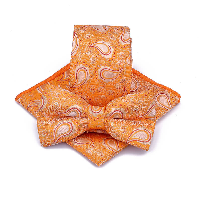 3Pcs Men's Cashew Flower Casual Bow Tie Necktie Set