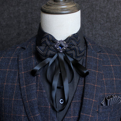 Classic British Style Ribbon Tassel Bow Tie