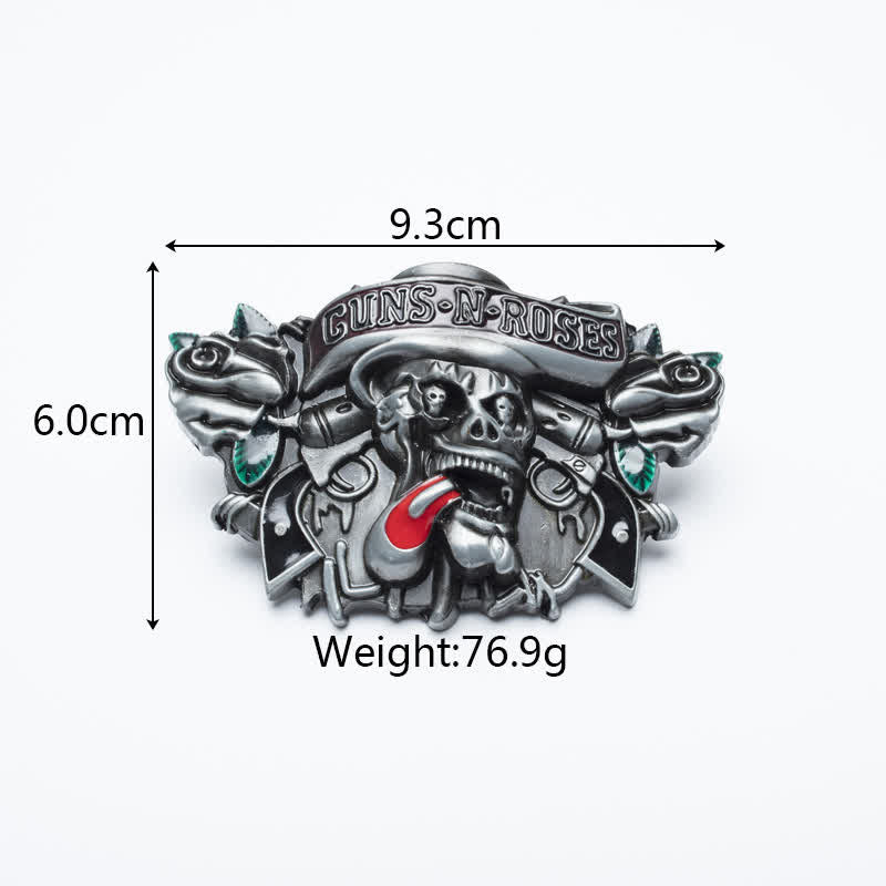 Men's DIY Classic Guns Roses Skull Buckle Leather Belt