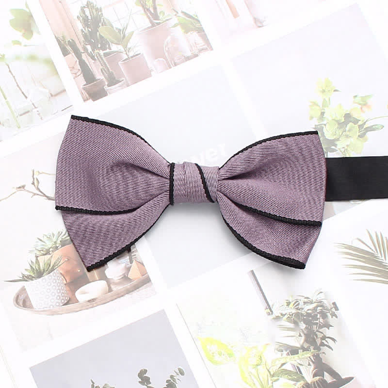 Men's Double Solid Color Line Edge Bow Tie