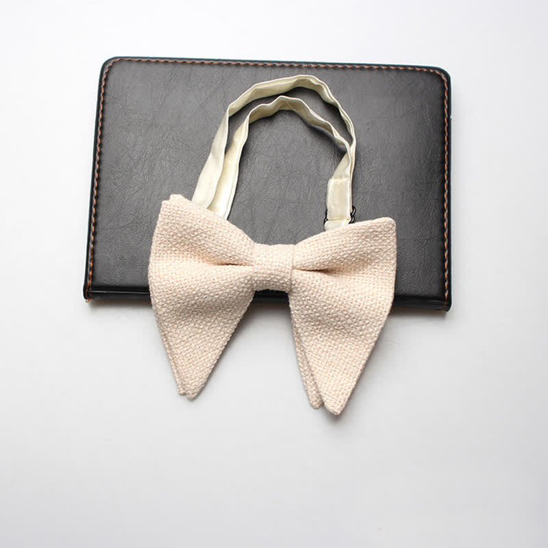 Men's Weave Linen Cotton Oversized Pointed Bow Tie