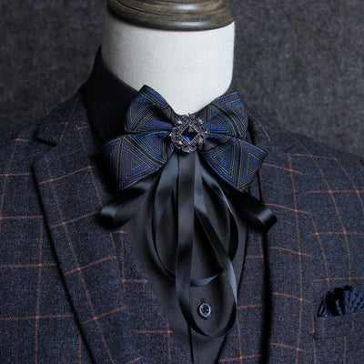 Classic British Style Ribbon Tassel Bow Tie