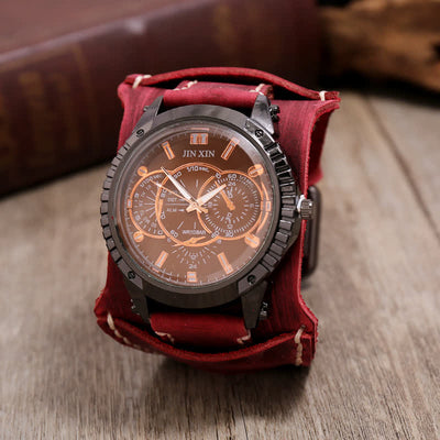 Men's Luxury Big Dial Bracelet Leather Watch