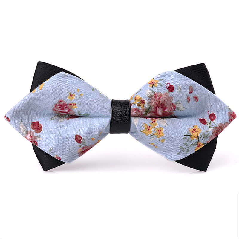 Men's Floral Double Layered Pointed Cotton Bow Tie