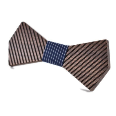 Men's Black Walnut Stylish Striped Wooden Bow Tie