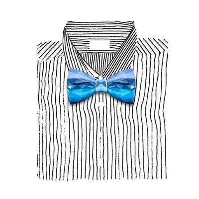 Men's Sky Blue Geometric Printing Bow Tie