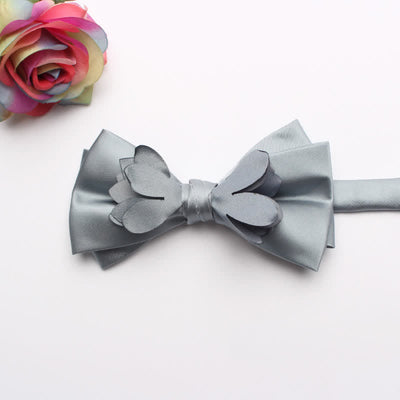 Men's Yarn-dyed Double Layer Flower Ribbon Bow Tie