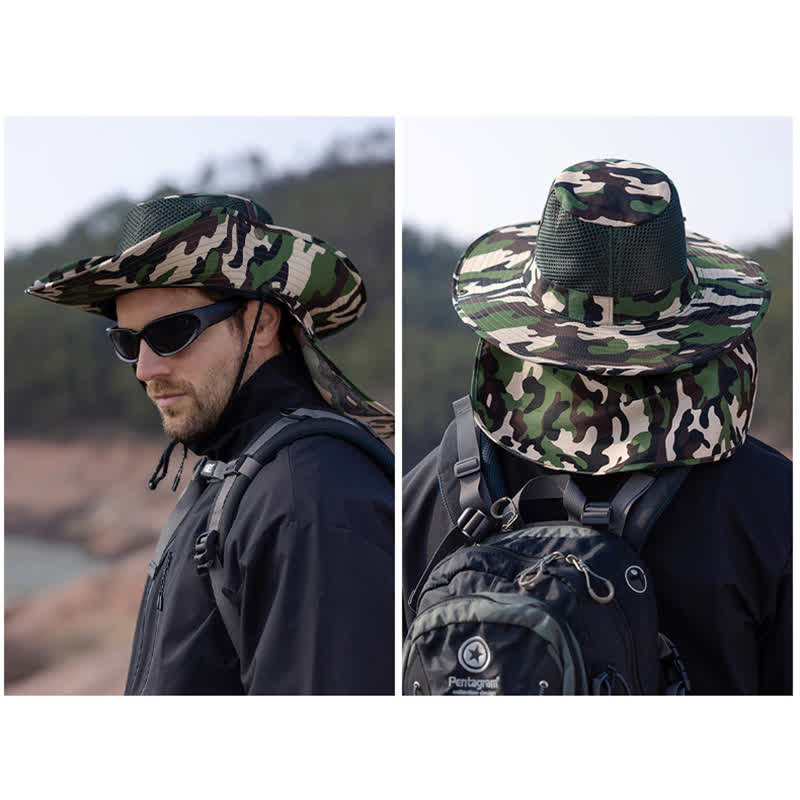 Men's Camouflage Sun Mesh Design Bucket Hat