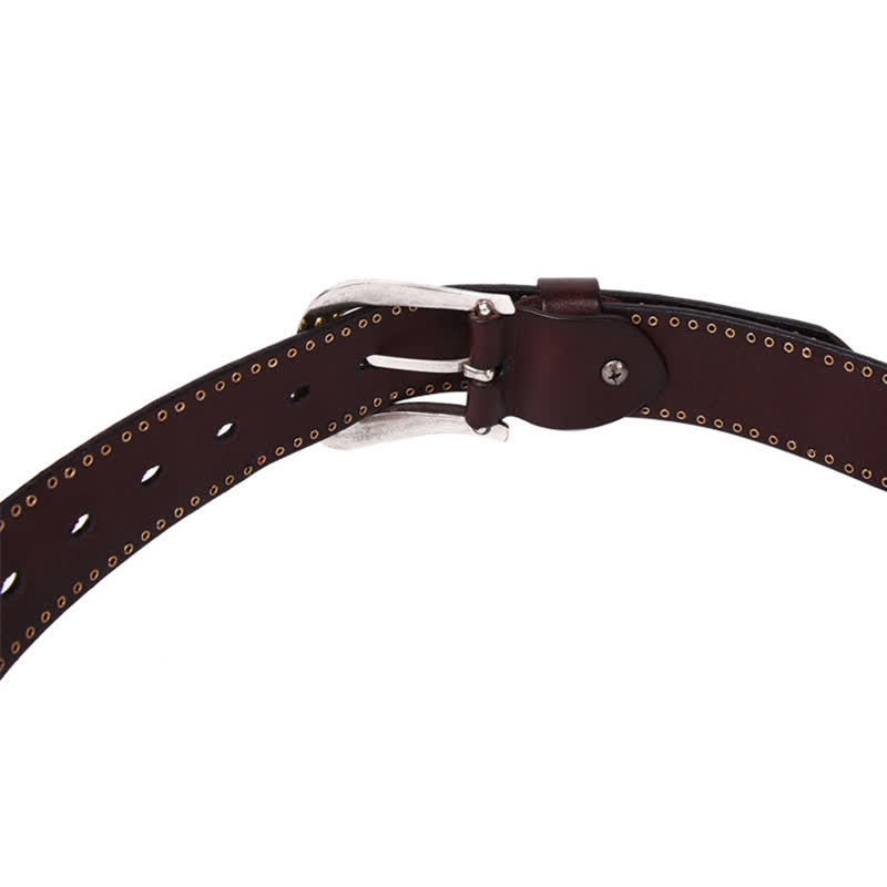 Weatern Style Five-Pointed Star Rivets Leather Belt