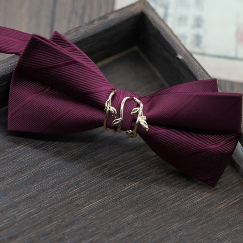 Men's Gold Metal Branch Shaped Twilled Bow Tie