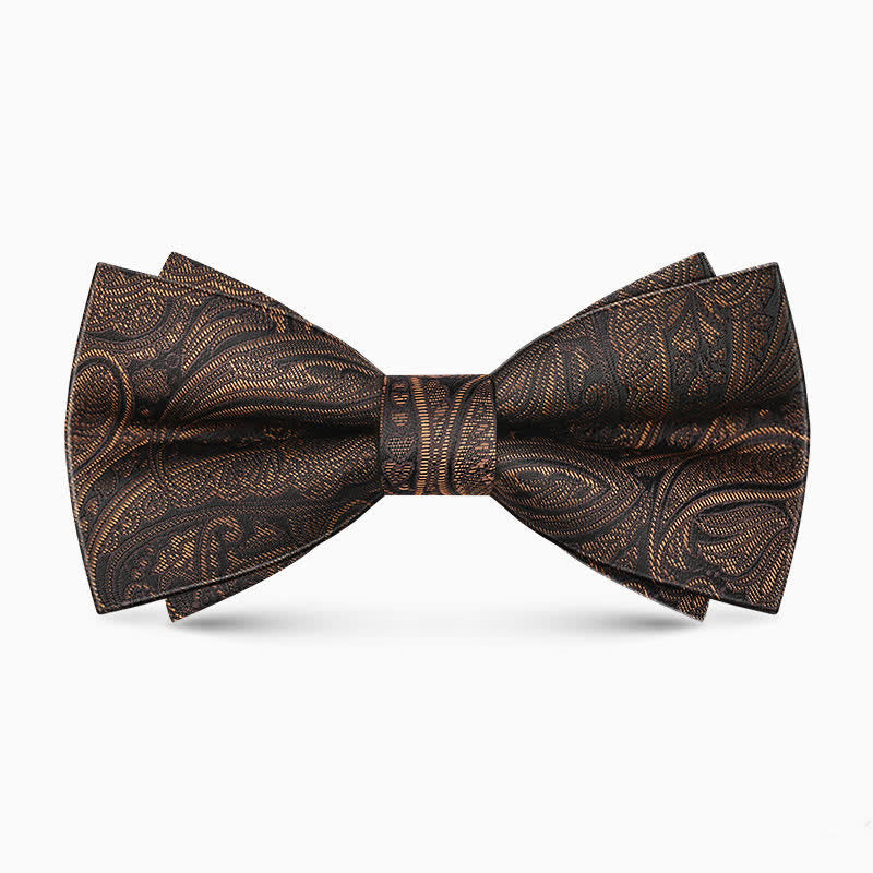 Men's Black & Bronze Paisley Formal Bow Tie