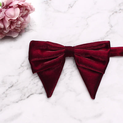 Men's Gloss Fabric Double Layered Oversized Pointed Bow Tie