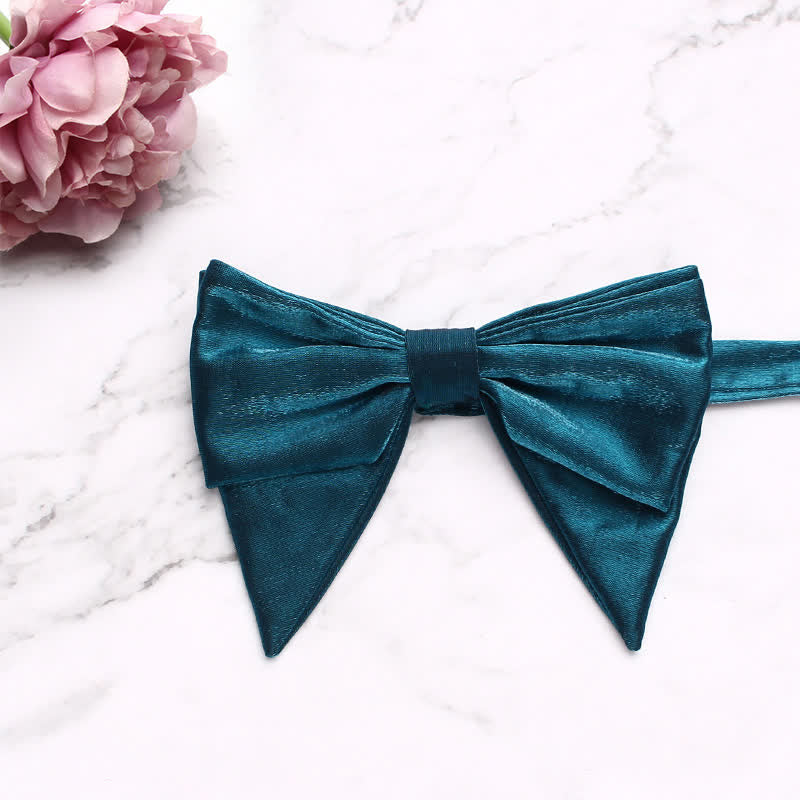 Men's Gloss Fabric Double Layered Oversized Pointed Bow Tie