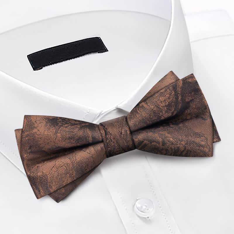 3Pcs Men's Vintage Bronze Flower BowTie Necktie Set
