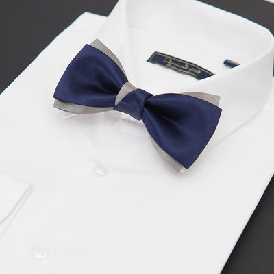 Men's Noble Navy & Silver Double Layered Bow Tie