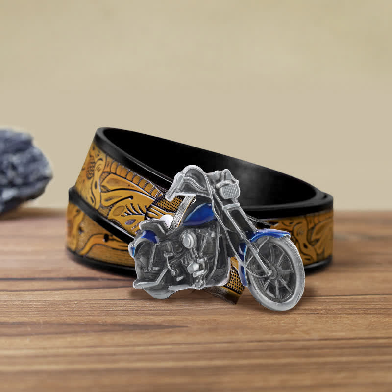 Men's DIY Cool Motorcycle Buckle Leather Belt