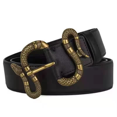 Men's Punk Bronze Serpent Buckle Streetwear Leather Belt