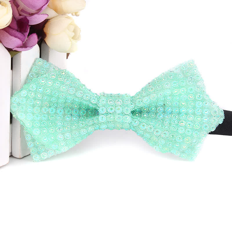 Men's Colorful Rhinestones Sequin Shining Pointed Bow Tie