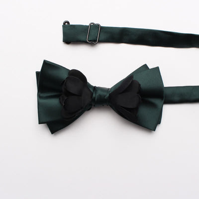 Men's Yarn-dyed Double Layer Flower Ribbon Bow Tie