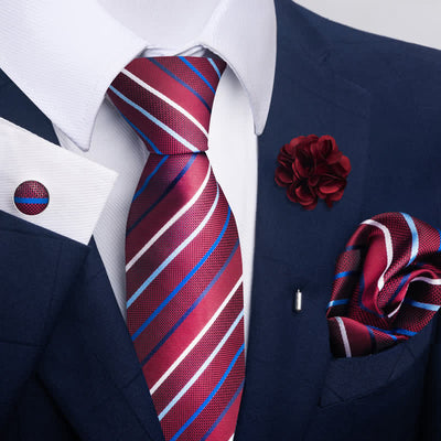 4Pcs Men's Attractive Bright Red Series Necktie Set