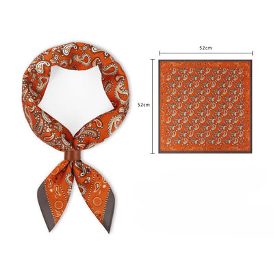 Luxurious British Style Paisley Square Scarf with Scarf Buckle