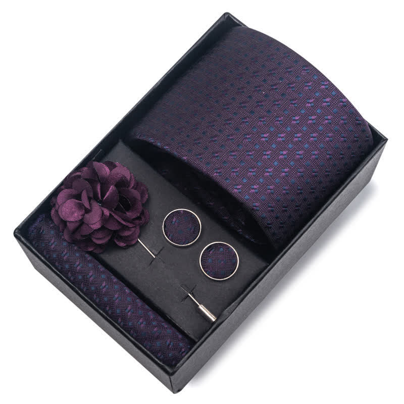 4Pcs Men's Classic Formal Pocket Squares Necktie Set