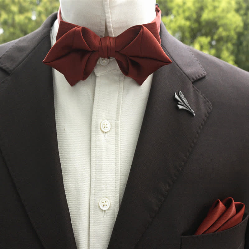 Men's Bud-Like Solid Color Pointed Bow Tie