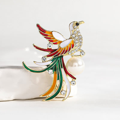 Women's Colourful Flying Phoenix Bird Brooch