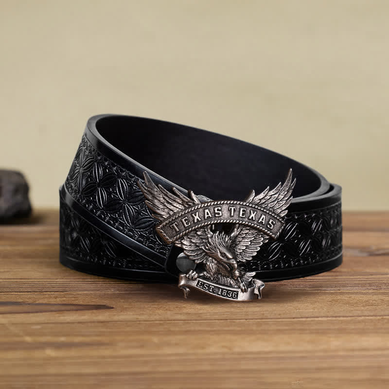 Men's DIY Retro Western Texas Eagle Buckle Leather Belt