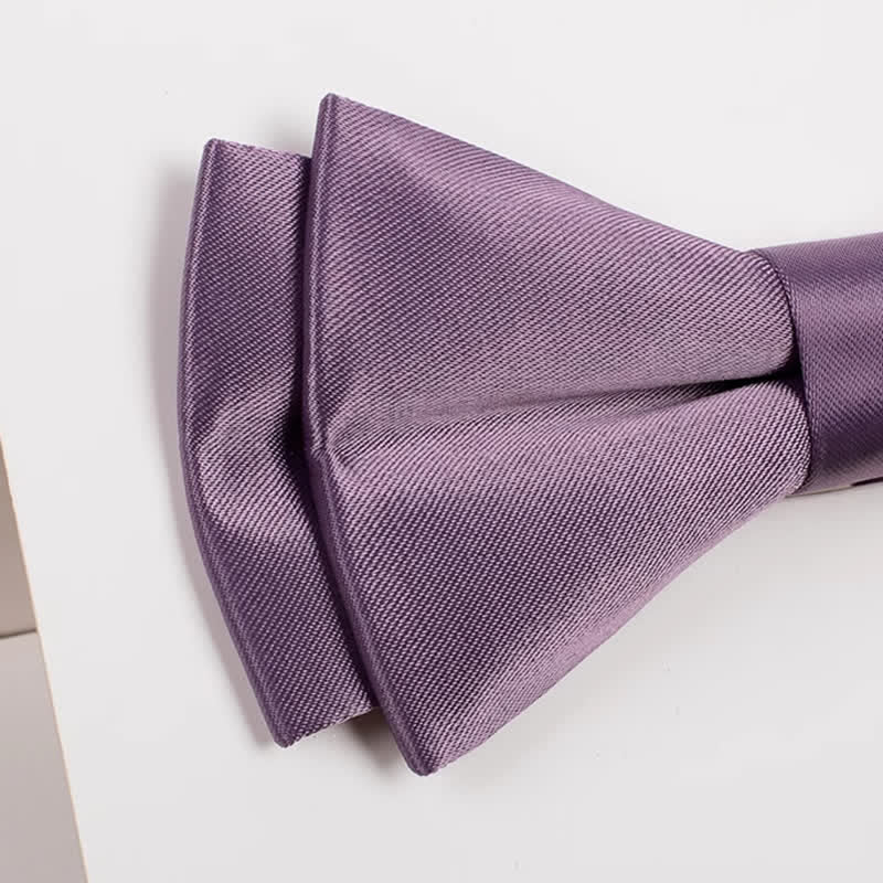 Men's Purple Mercerized Solid Color Bow Tie