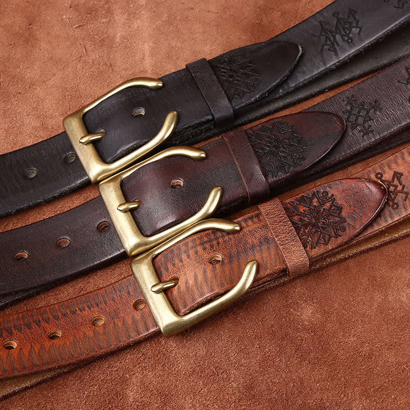 Viking Totem Embossed Thicken Leather Belt