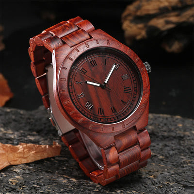 Men's Natural Walnut Zebra Wood Quartz Wooden Watch