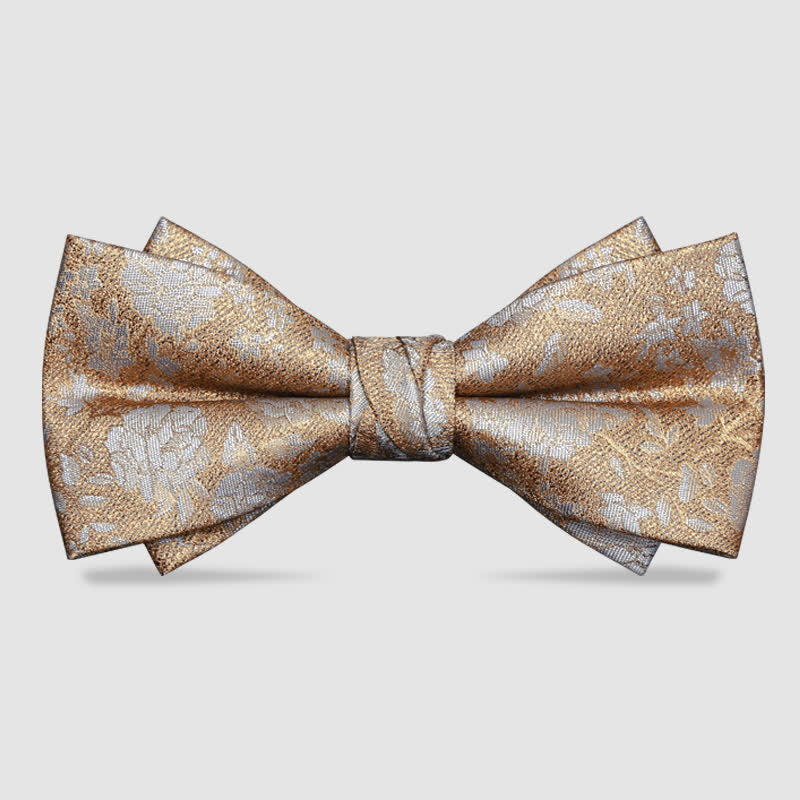 Men's Champagne Flowers Double Layers Bow Tie