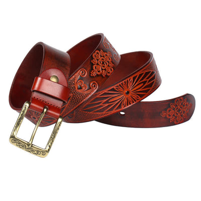 Medieval Exotic Embossed Pattern Leather Belt