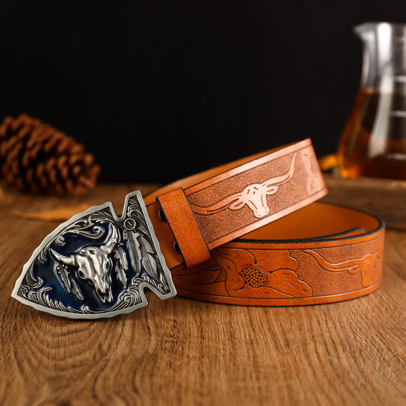 Men's Domineering Bull Head Ethnic Style Leather Belt