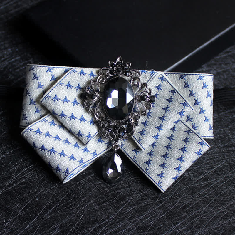 Ribbon Shaped Crystal Wedding Formal Bow Tie