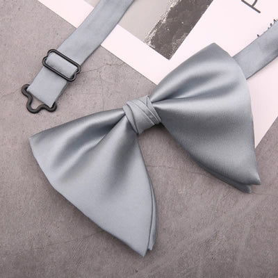 Men's British Style Solid Color Oversized Pointed Bow Tie