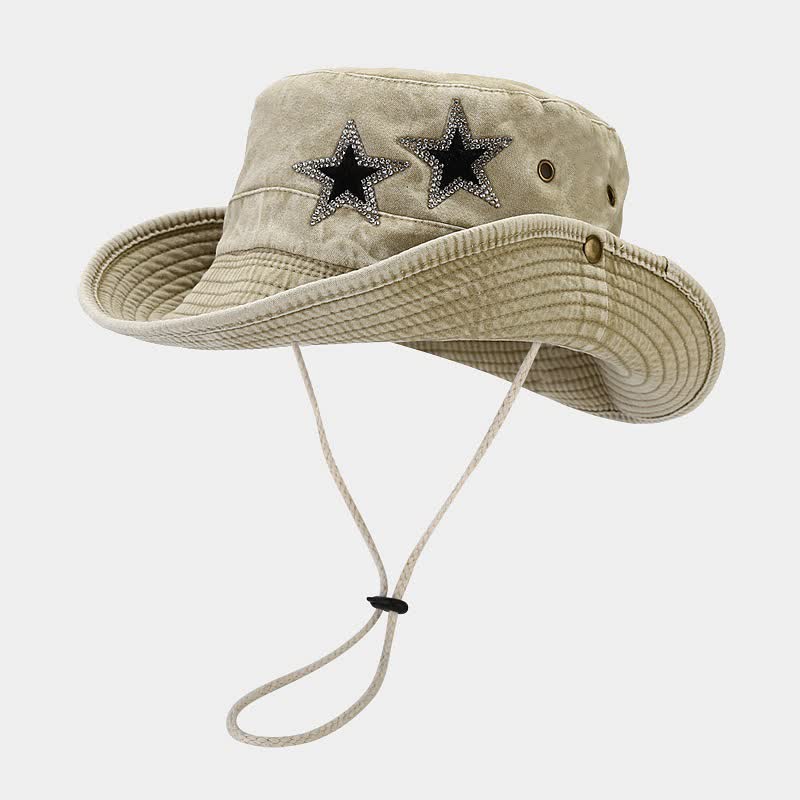 Unisex Rhinestones Star Cowboy Bucket Hat