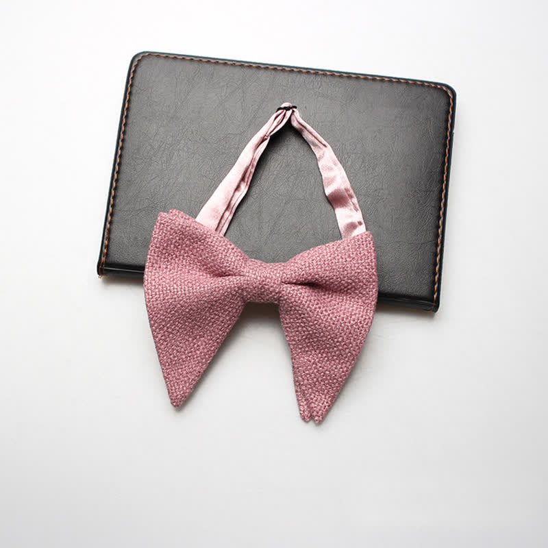 Men's Weave Linen Cotton Oversized Pointed Bow Tie