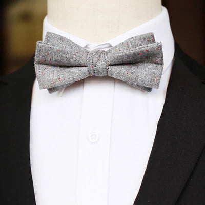 Men's Gray Palette Colorful Dots Linen Bow Tie